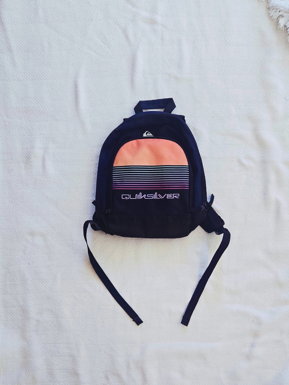Quiksilver Kids Navy and Coral Striped Backpack